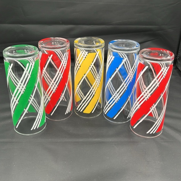 Set of 5 Vintage Libbey Color Stripe Glasses. MCM Retro Style. - Picture 12 of 12